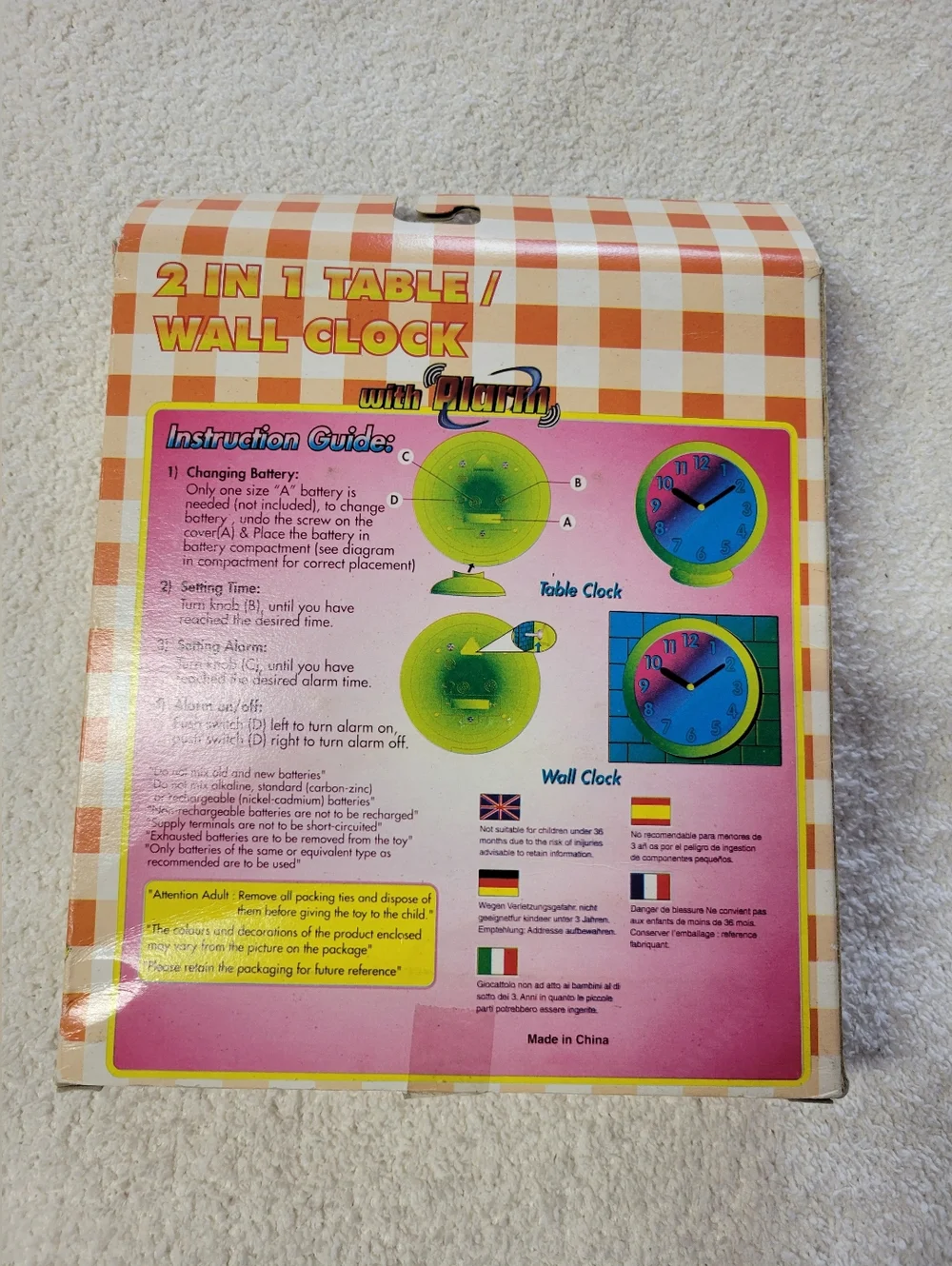 Vintage Pokemon Pikachu Wall Table Clock with Alarm Japanese Tested NEW Sealed